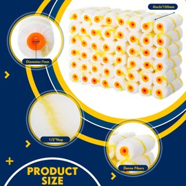 Leumoi 400 Pieces 4 Inch Mini Paint Roller Cover Bulk Small Microfiber 1/2" Nap for Paint Roller for House Painting Brush Supplies, DIY Craft Home Wall Repair Tool Kit Set