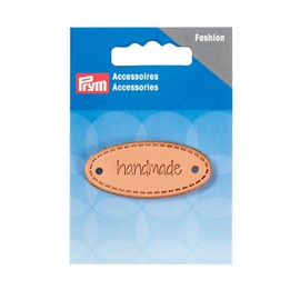 Prym 403796 Handmade Label Leder Natur oval Cucina, Natural, 9.3 x 6.7 x 0.5 cm