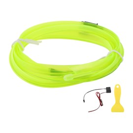 A ABSOPRO 1m EL Wire Cable LED Glow String Light Car Lighting Strip Flexible Neon Light for Car Decoration Wiring Driver(12v) Fluorescent Green