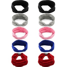 Savefavor 10 Pack Women Headbands Turban Headwraps Yoga Headband Hair Band Accessories for Fashion and Sport (Blue,Grey,Red,Pink,Black)