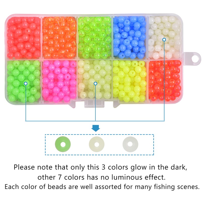 Fishing Beads Assorted Kit - 1000pcs 5mm Round Float Glow