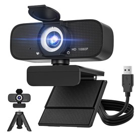 SZGIARUY 1080P Full HD Webcam with Built-in Microphone and Rotatable Tripod, Privacy Cover, for Desktop PC or Laptop Computer