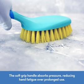 Axus Decor Handy Scrub Brush (Blue Series) Chemical Resistant Bristles and Ergonomic Handle - Heavy Duty Scrubbing Brush For Home, Garden, and Industrial Use - Suitable for Left & Right Handed Users