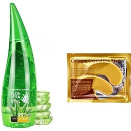 Gel Aloe Vera 99% 120 ml Calmante Post Sol Hidratante Facial y Corporal para Piel Irritada y Sensible Incluye Parche Ojeras 24K