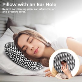 Varku Ear Piercing Pillow Invisible Zipper O Shaped Pillow with Ear Hole for Side Sleepers Relieves Ear Pain Ear Inflammation Pressure