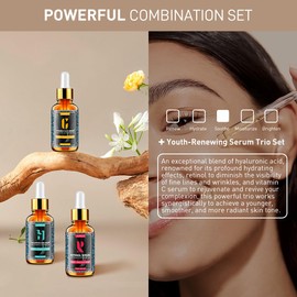 Aiwei Facial Serum Set - Includes Vitamin C, Retinol & Hyaluronic Acid - Improve Skin Texture, Glow & Hydration - Day and Night Face Serums for All Skin Types