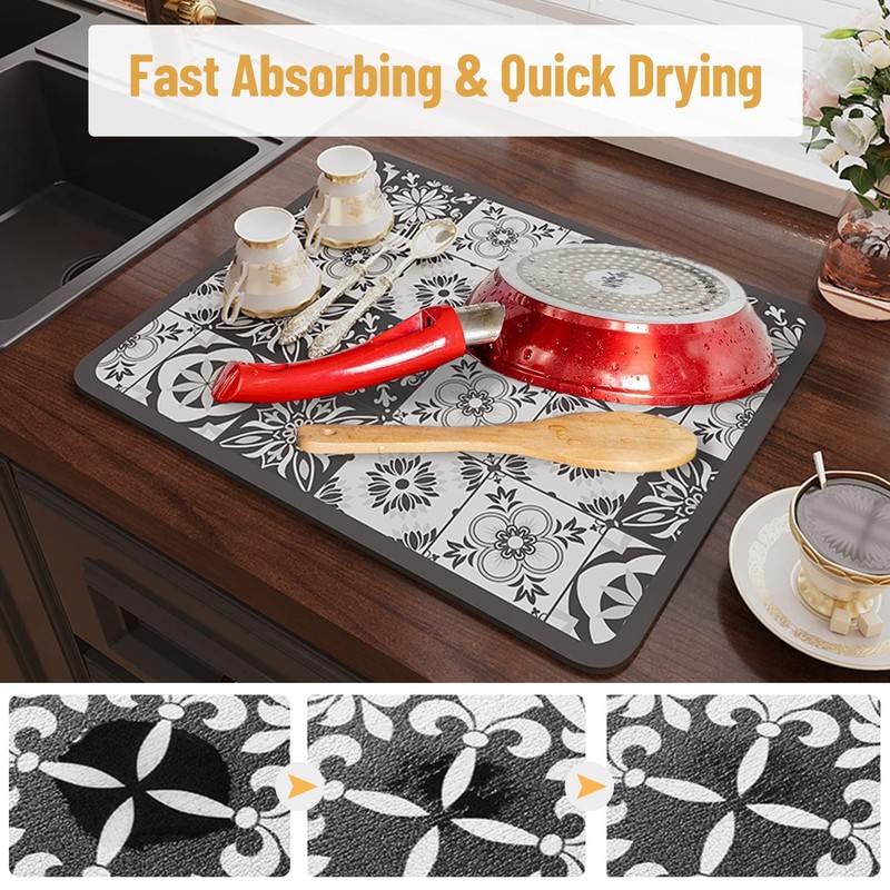 Avvrel Draining Mat, Super Absorbent Dish Drying Mat, Quick Dry