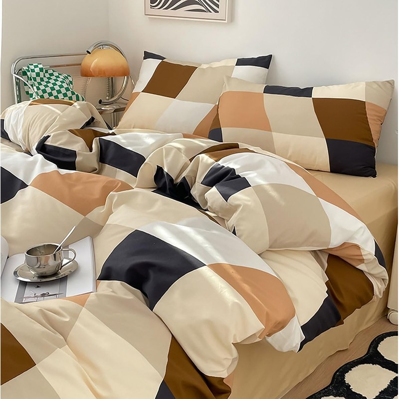 KAREVER Checkerd Comforter Set Queen Buffalo Plaid Bedding Set Men