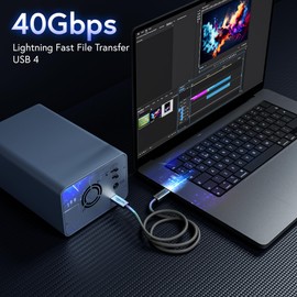 AFFHAUSEN Active USB-C 4 Cable Professional 3FT, 40Gbps Data, Thunderbolt 4, 8K/6K/4K Video, HiFi Audio, 100W Fast Charging, USBC to USB C Data Cable for Professional Computers, Audio/Storage Devices