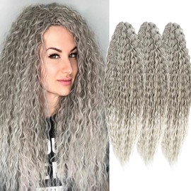Ocean Wave Water Wave Crochet Hair Loose Wave Braiding Hair 3Packs Deep Wave Braiding Hair Deep Curly Twist Crochet Hair For Women Synthetic Wavy Braiding Hair Extensions (6#, 30 Inches)