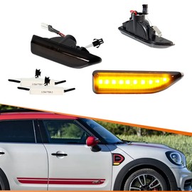 ADIIL Smoked Lens Full Amber LED Front Fender Side Marker Indicator Light Assembly For 17-up MINI Cooper F60 Countryman, Replace OEM Sidemarker Lamps