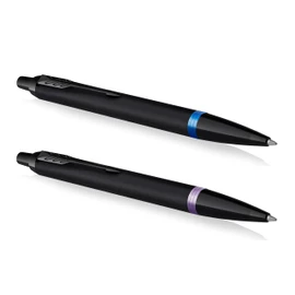 Parker IM Premium Ballpoint Pen Set | Matte Black with Marine Blue & Amethyst Purple Rings | Black Ink | Gift Boxed | Set of 2 Pens