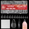BUTBU Oval Nail Tips, 600 Pieces False Nail Tips, Soft