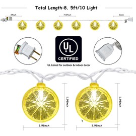 Konictom 8.5Ft Lemon Lights,Lemon Fairy Lights with 10 Pack 3D Yellow Lemon Shaped String Lights,Plug in Lemon Lights String for Home,Bedroom,Camping,Garden Party Decorations