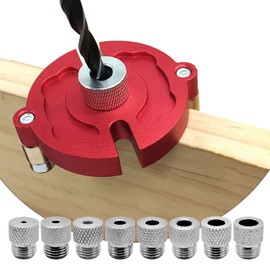 Self Center Dowel Jig, Aluminum Alloy Hole Puncher Locator Precise Positioning Dowel Drill Guide with 8 Drill Bushings Dowel Jig Kit for Woodworking