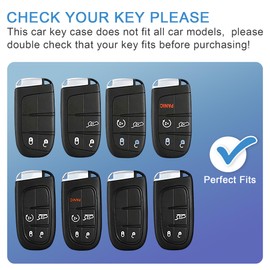 JUNJIAWU for Jeep Key Fob Cover with Keychain for Dodge Key Fob Case Fit for Chrysler RAM Durango Challenger Journey Grand Cherokee Renegade(Green)