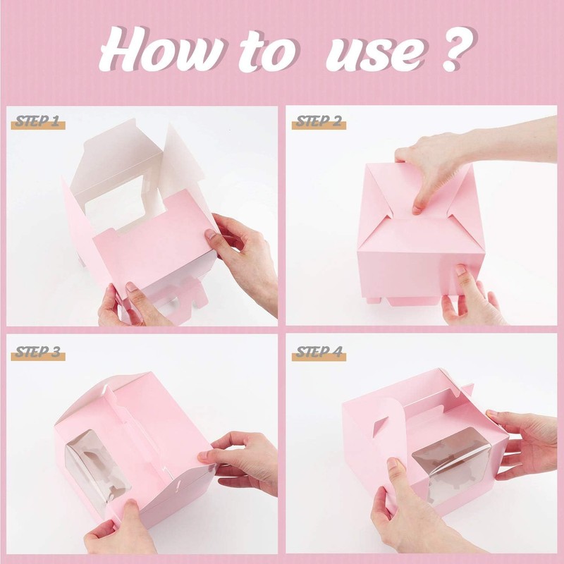 Selecto Bake 3 Pack Cupcake Box with Window, Insert and