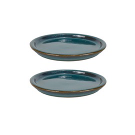 W&W Ceramic Plant Saucer - Plant Trays for Indoor Pots (Teal, 8 inches, 2 Packs)