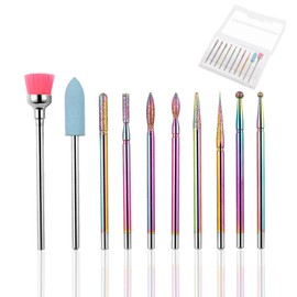 KASESSS 10 Pieces Efile Nail Drill Bits, Electric Nail File Bits, Professional Cuticle Drill Bit, Carbide Nail Drill Bits for Gel Nails, Nail Drill Bit Set for Manicure Pedicure, Home Salon Use
