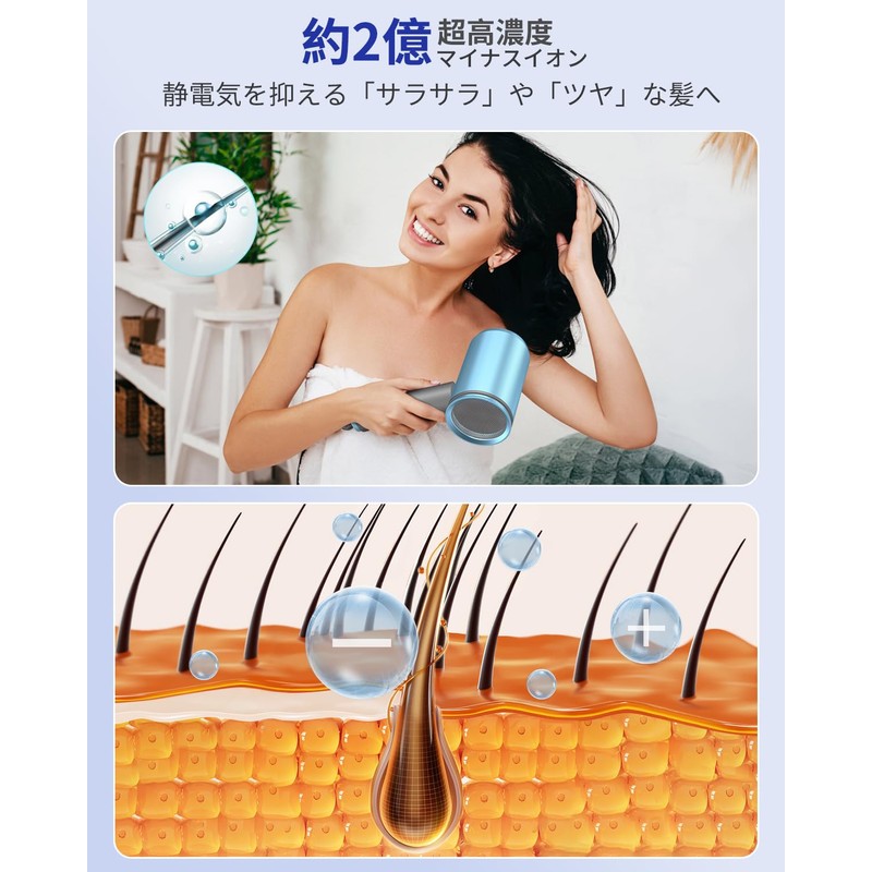 ドライヤー大風量 速乾【2025年最新 美容師監修】折り畳み式ヘアドライヤー どらいやー 2億高濃度マイナスイオン 過熱防止/57℃恒温ヘアケア 3つズル付き 温冷風切替 3段階風量調節 小型●コンパクト