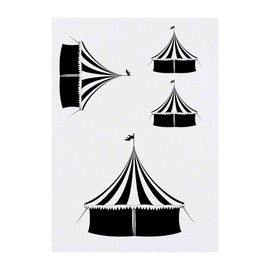 4 x 'Circus Tent' Temporary Tattoos - Water Resistant, Skin-Safe, Non-Toxic Transfers, Mixed Sizes (TO00077888)
