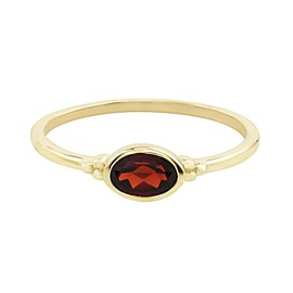 GEMISTRY East-West 14k Gold over Sterling Silver Garnet Gemstone Stackable Solitaire Bezel Ring