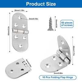 Pack of 10 Hinges Cold Rolled Steel Exterior Small, 180 Degree Furniture Hinges for Folding Table, Folding Table Hinge Door Hinge with Screw, Hinges Connector for Windows, Cupboard, Doors