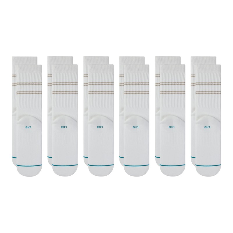 Stance Vital Crew Sock 6-Pack for Men and Women, White,