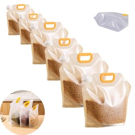 6 Pack Food Storage Bags Moisture Resistant Sealed Standing Large Reusable Sealed Bag with Handle and Cap BPA Free