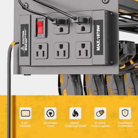 MOOMSINE Power Tool Organizer Wall Mount with Charging Station, Heavy Duty Metal Tool Storage with 5 Outlets, Cordless Drill and Battery Holder for Garage and Workshop Organization, Black