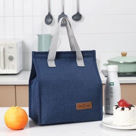Lunch Bag for Women/Men,Waterproof Reusable Portable Lunch Tote. (Navy Blue)
