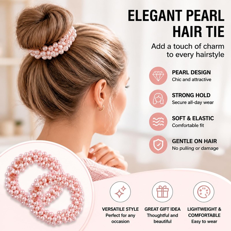 Hair Accessories Set - Pearl Hair Tie - Bow Clips