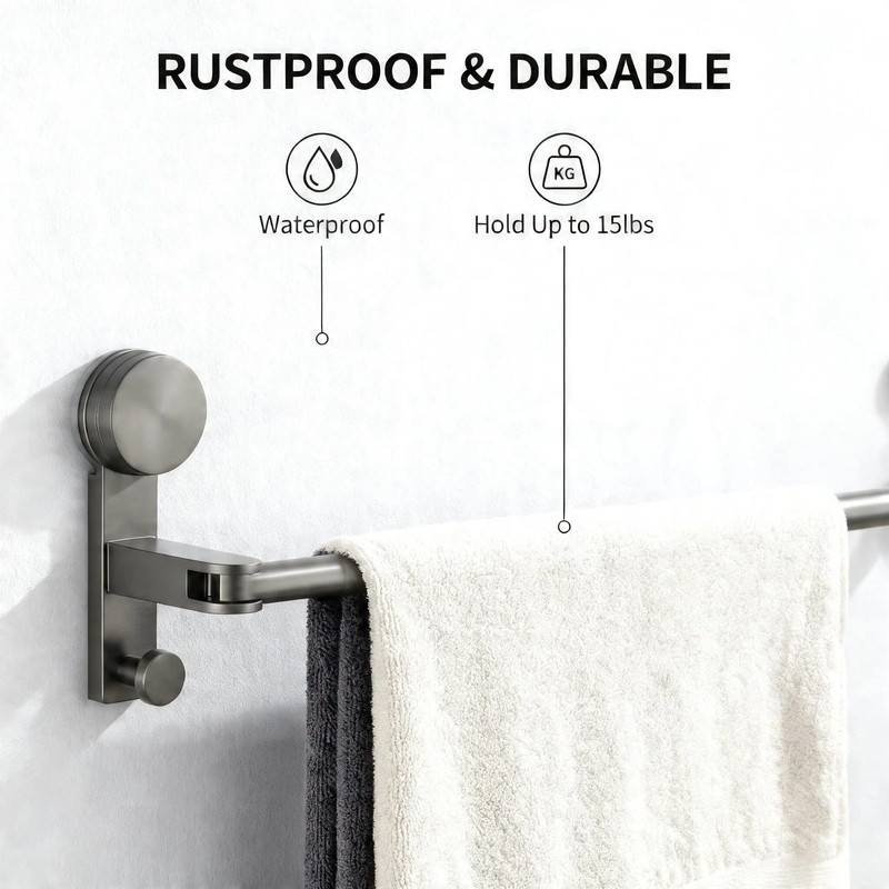 Telescopic Suction Towel Rack No Drill Space Aluminum 15.7-30.7IN