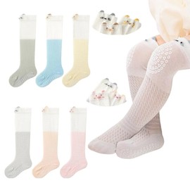 BEHELE Baby Toddler Knee High Non Slip Socks Girl Boy Non-Skid Socks Mesh Thin Newborn Infant Floor Crawling Stockings 5/6 Packs (US, Age, 3 Years, 5 Years, style2)