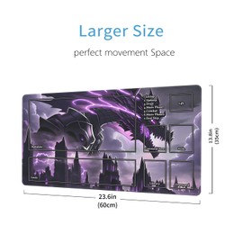 Play Mat for MTG, 24 x 14 Inch TCG Play Mats, Stitched Edges, Smooth Rubber Surface, Fighting Board Game, MTG Play Mat with Zones (Dragon)