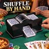 Manual 2-Deck Card Shuffler with Hand Crank, Black Playing Card