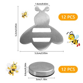 JReHuiG Pack of 12 Tablecloth Weights Magnet Set, Small Bee Shape Tablecloth Weights Magnet for Outdoors, Stainless Steel Tablecloth Clips for Indoor, Outdoor and Fridge (Bee Shape)