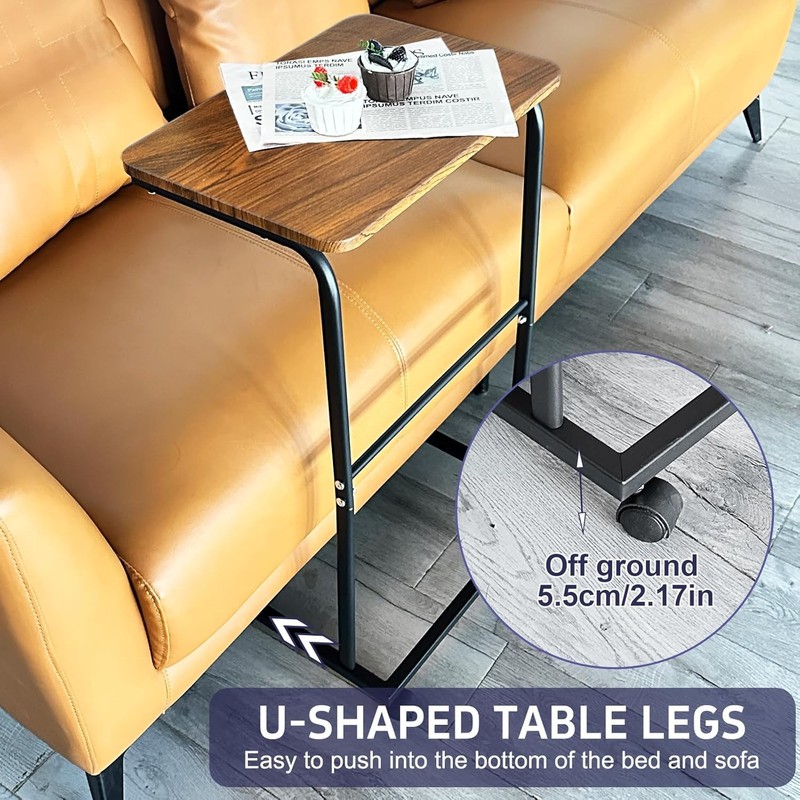 Rainmae C Table with Wheels, Easy to Move, Sturdy C