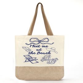 Summer Beach Bag for Women, Large Beach Tote Bag, Ocean Lover Aesthetic Shoulder Bags, Mom Gifts from Daughter Son, Vacation Travel Shopping Reusable Grocery Bags - Meet Me At The Beaches