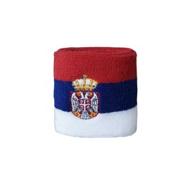 Flaggenfritze Serbia Sweatband with Crest with Free Sticker, 1 Piece, 7 x 8 cm, for Adults and Teenagers, Sports/Fitness/Yoga