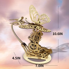 Butterfly Wooden 3D Puzzles Mechanical Butterfly，Mechanical Butterfly 3D Wooden Puzzle Mechanical Model Self Craft Deco Education Gift
