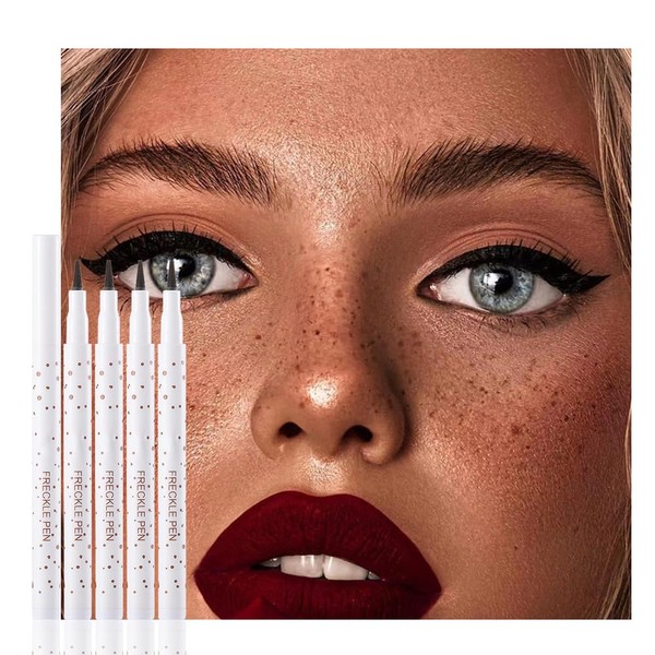 FeiCuiYun 4Pcs Freckle Stamp Pen, Dark Brown Fake Freckle Stamp
