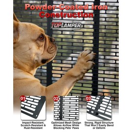 Toplamper RV Screen Door Protector Heavy Duty Camper Screen Door Guard w/Screw Mount Powder-Coated Pet-Resistant Mesh Prevents Dogs Scratching, Screen Protector for RV Entry Doors (Patent Design)