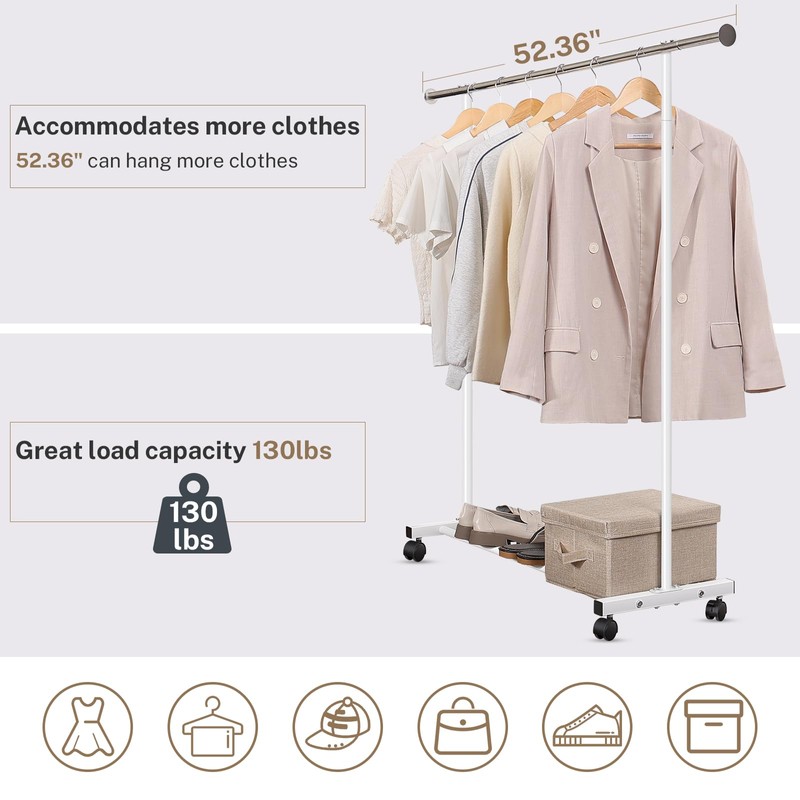 VICERII Clothes Rack, 130LB Capacity Heavy Duty Clothing Rack with