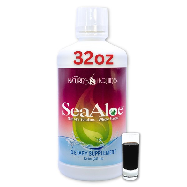 SeaAloe Nature's Liquids Aloe Vera Juice Oceanic Elixir - Proprietary Botanical Blend for Thyroid, Digestion and Immune Support, 32oz