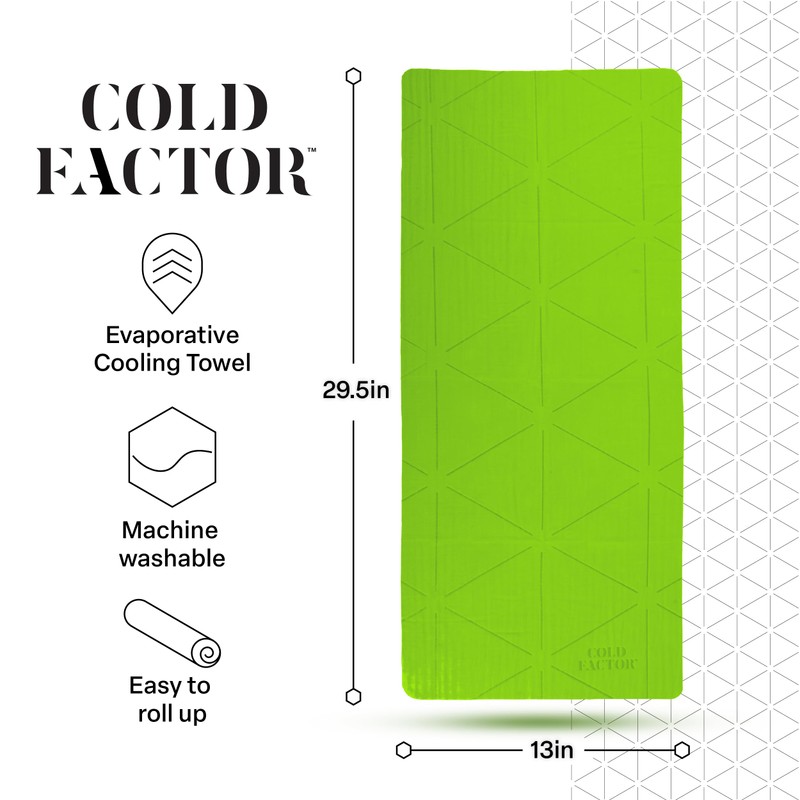 COLD FACTOR Premium Cooling Neck Towel 13" x 29.5" (Lime)