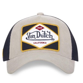 Von Dutch Men's & Women's Cap, Trucker Cap, Adjustable with Snapback, Light Grey/Dark Blue, One Size