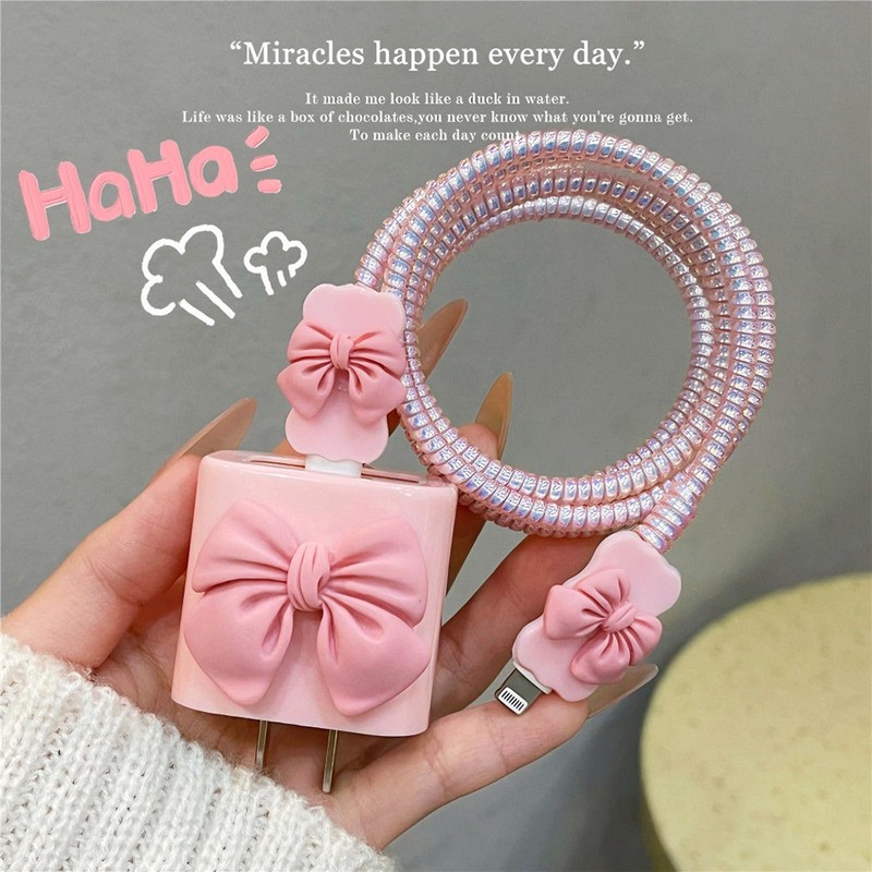 Cute Cable Protector for iPhone18W/20W Charger Power Adapter with 3D