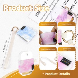 Likesing Hand Sanitizer Spray Sleeve Compatible with T0uch-land, 4 Elastic Handsanitizer Travel Size Holder with Keychain and Wrist Strap for T0uch-land Case for Glow Mist and Power Mist(Marble)