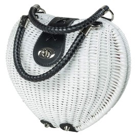 LaFiore24 Women's Bali Bag Ibiza Cross Body Bag Natural Heart - White